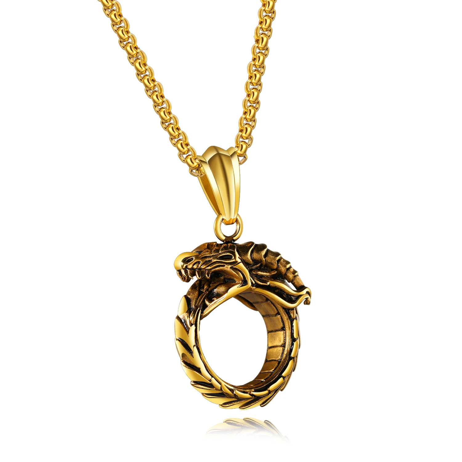 Knotwork Dragon Ouroboros Talisman Wicca Spiritual Jewelry Stainless