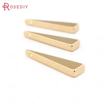 

(33568)10PCS 22*5MM 24K Gold Color Brass Long Triangle Charms Pendants High Quality Diy Jewelry Findings Accessories wholesale