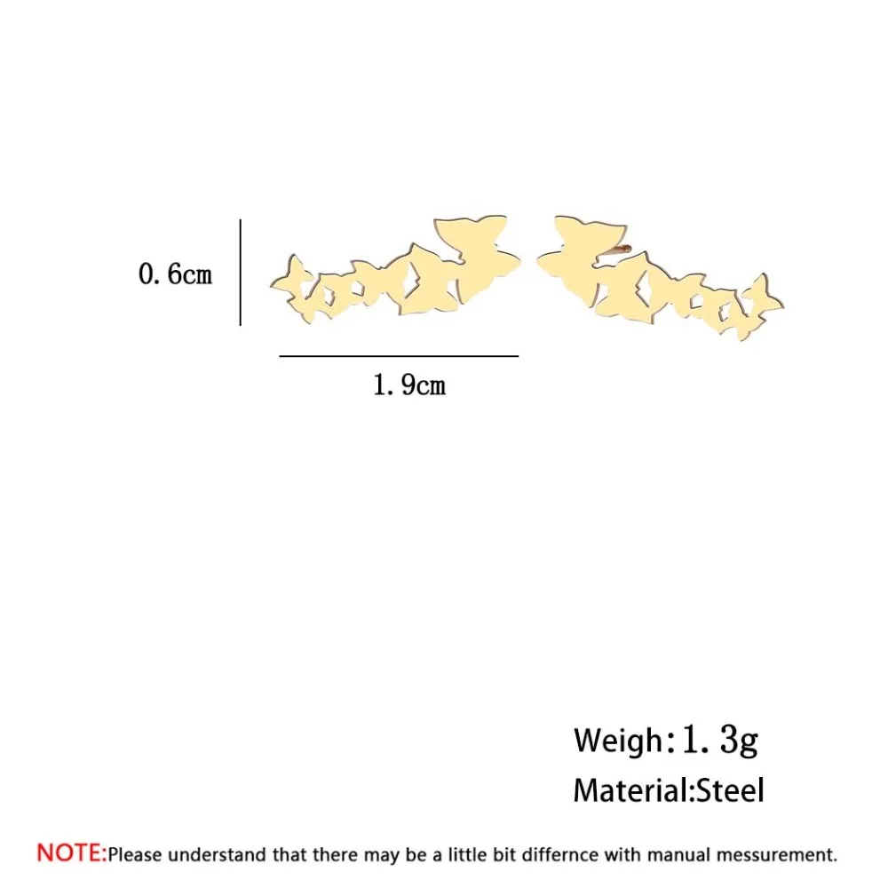 Серьги Chandler из нержавеющей стали с бабочкой, альпинистские серьги для женщин, минималистичные серьги, серьги, запонки на манжет, золотой цвет, подарки на день рождения