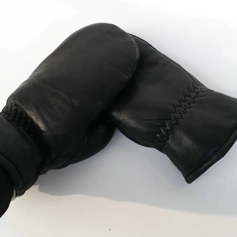 Men Leather Gloves Warm Outdoor Winter Double Layer Sheepskin Windproof Waterproof Thickening Minus 30 degrees