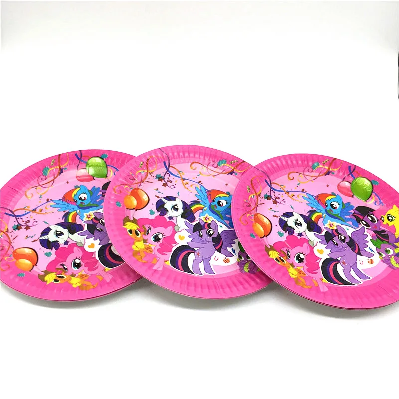 My Little Pony тематическая вечеринка на день рождения Аксессуары принадлежности для детей подарки кружки, тарелки, салфетки соломенная скатерть одноразовые наборы посуды
