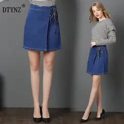 DTYNZ юбка 2019new на шнуровке женские Джинсовая юбка Лето Большой размер высокая талия трапециевидная юбка индивидуальный дизайн стрейч-юбки