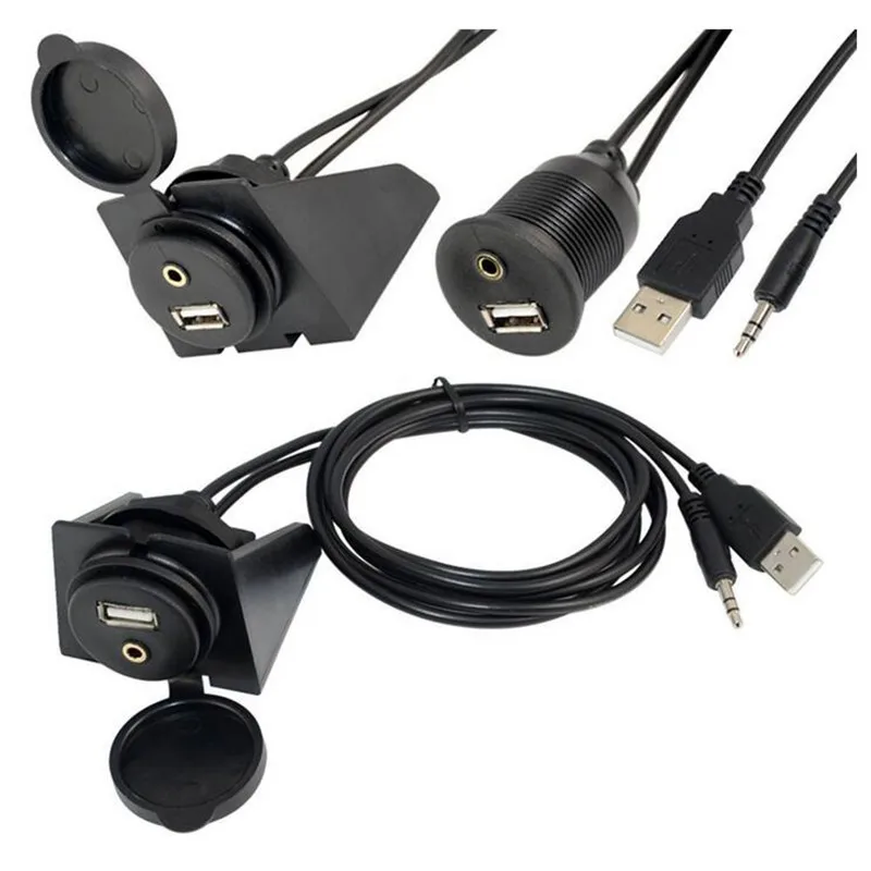 

Car Dashboard Flush Mount 3.5mm Audio Jack USB2.0 Extension Cable Install Kit 1m/2m