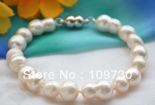 

00630 Big 16mm white double freshwater pearl bracelet 8inch can choose
