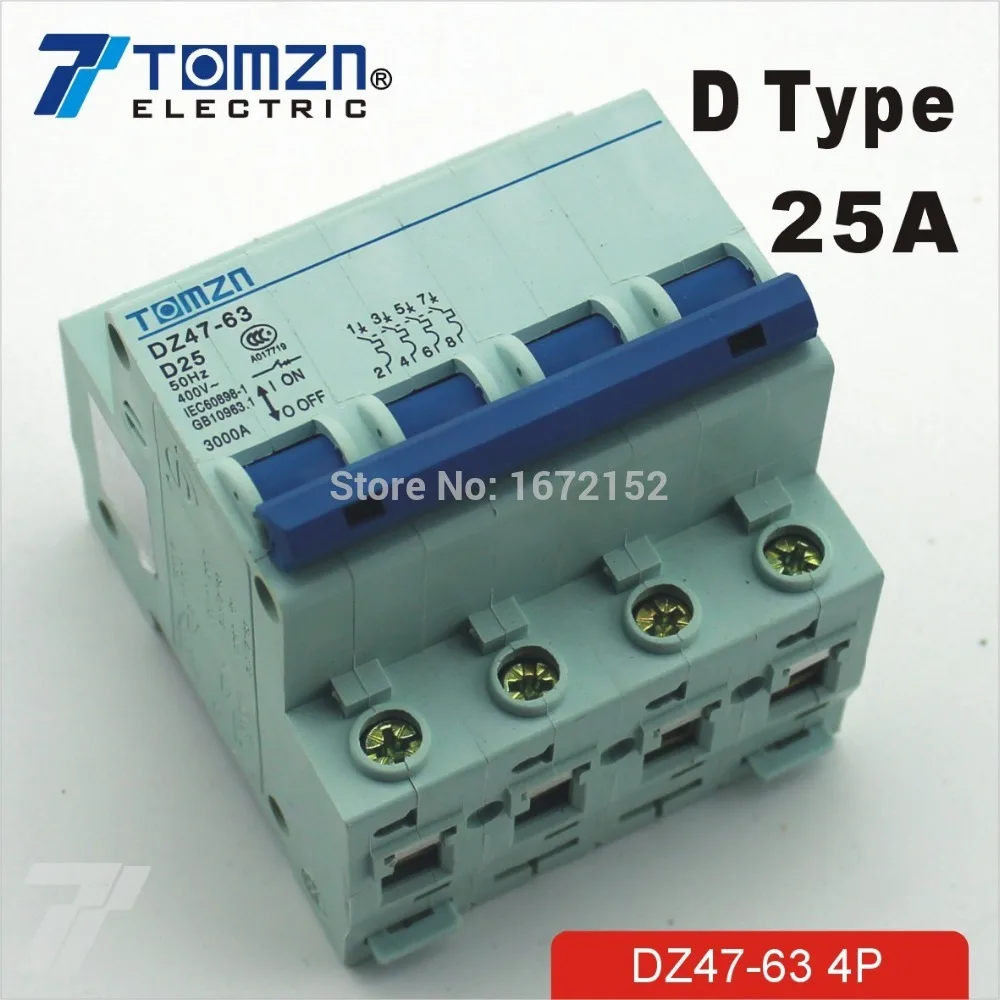 4P 25A 240V//415V Circuit breaker MCB C TYPE 4 Poles