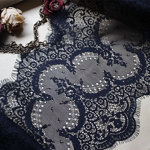 

French eyelash lace fabric trim DIY handmade dress wedding skirt curtain accessories 3M/Lot 25CM Wide RS1103