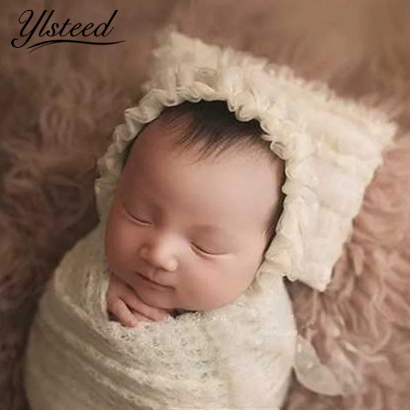 

Ylsteed 2Pcs Set Newborn Photo Props Baby Girl Lace Hat + Posing Pillow Newborn Shooting Outfits Baby Photography Accessories