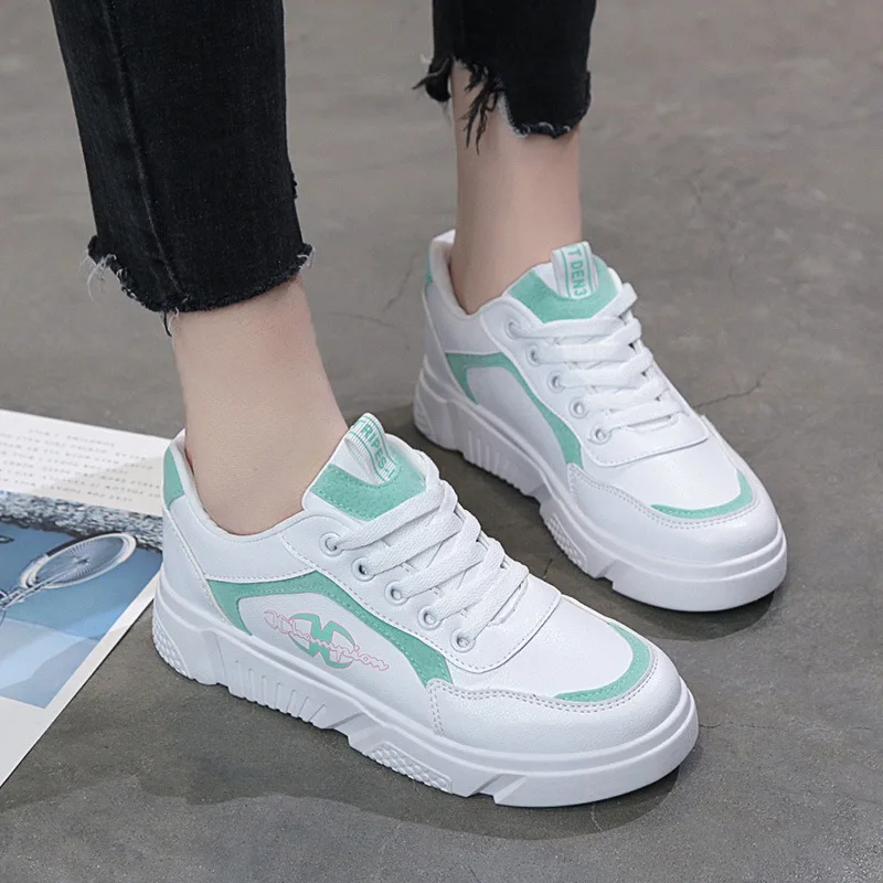 

Classic White Women Casual Sneaker 2019 Spring Summer For Female Light Running Shoe Lady Sneakers PU Leather Fashion Dance Shoe
