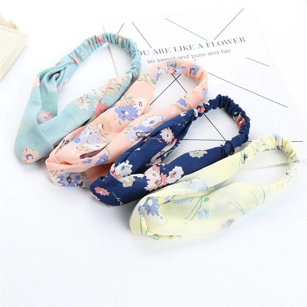 

New Top Knot Turban Headband Floral Elastic Hairband Head Hoop Striped Hair Accessories for Women Girl Twisted Knotted Head Wrap