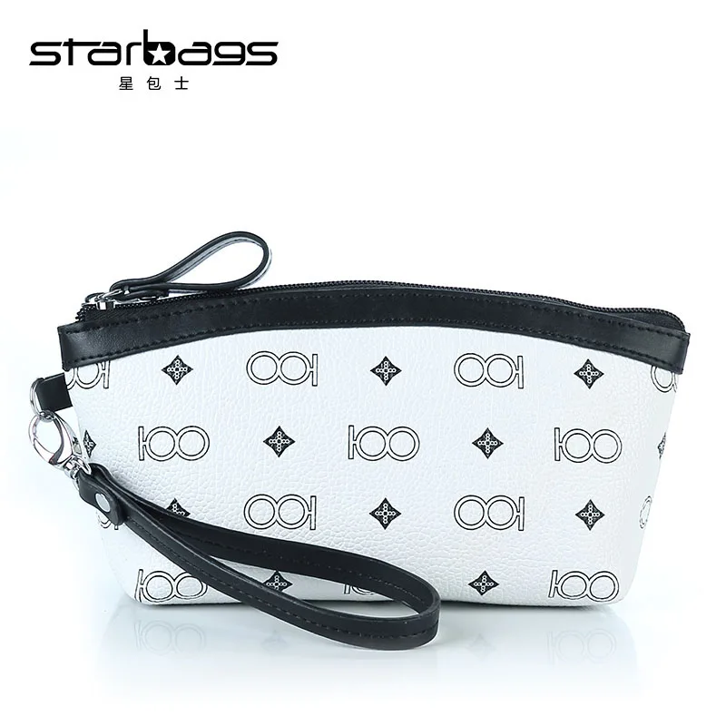 

star bags Cosmetic Bag England style print zipper pu leather wristlet bags makeup handbag women mobile phon with premium quality