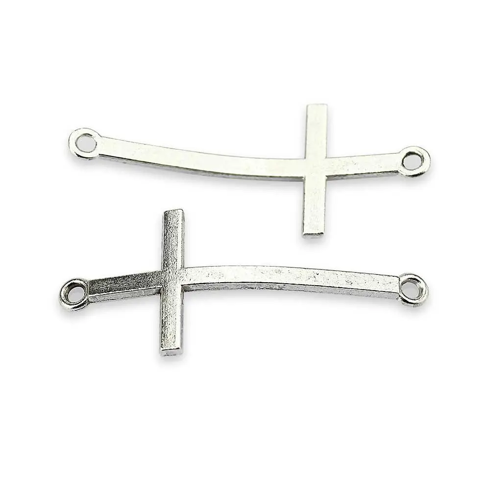 

One Direction Infinity Charm Pendant Connector Slim Sideways Cross Silver Tone Curved Bracelet Connector Bar Link