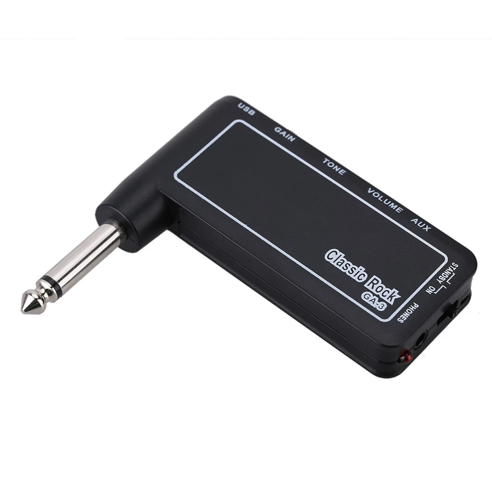 1pcs Classic Rock Mini Portable Rechargeable Electric Guitar Plug Headphone Amp Amplifier Electric Guitar Plug Black