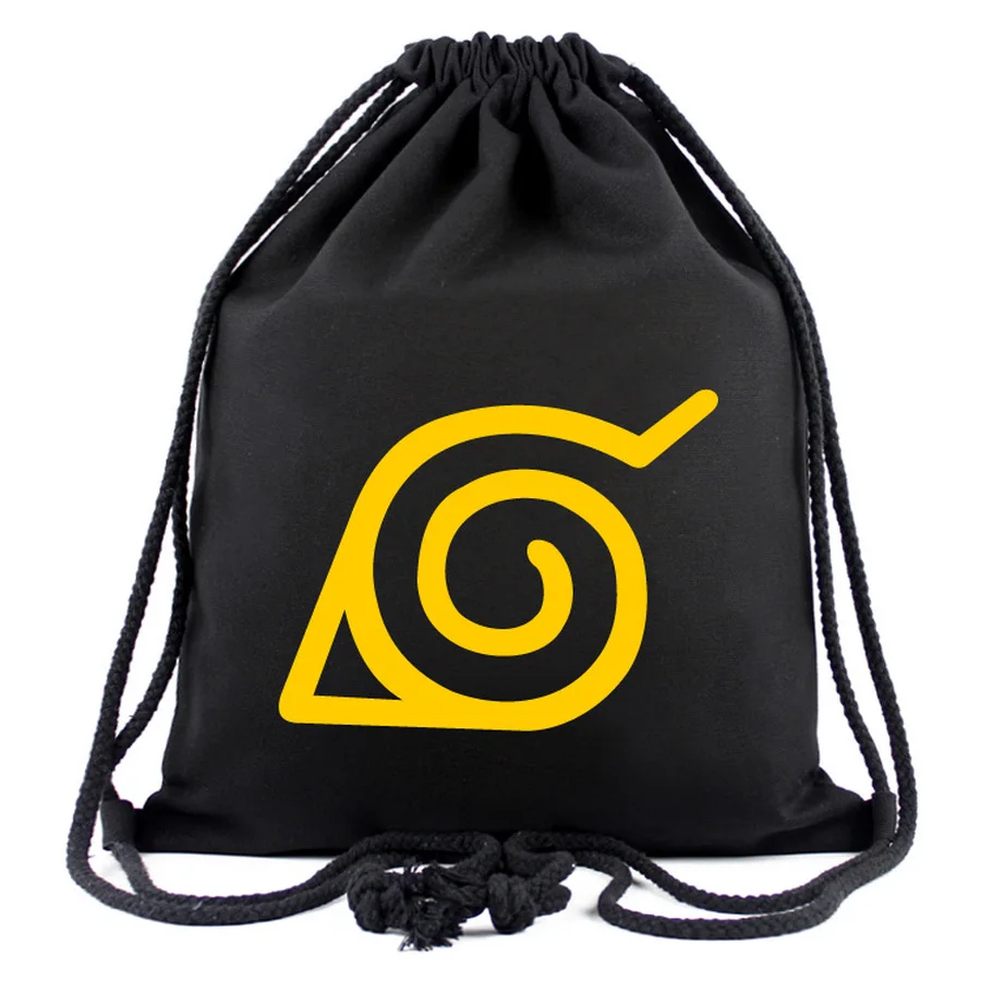 Аниме Наруто парусиновая сумка на шнурке Uchiha Sharingan рюкзак женская мода