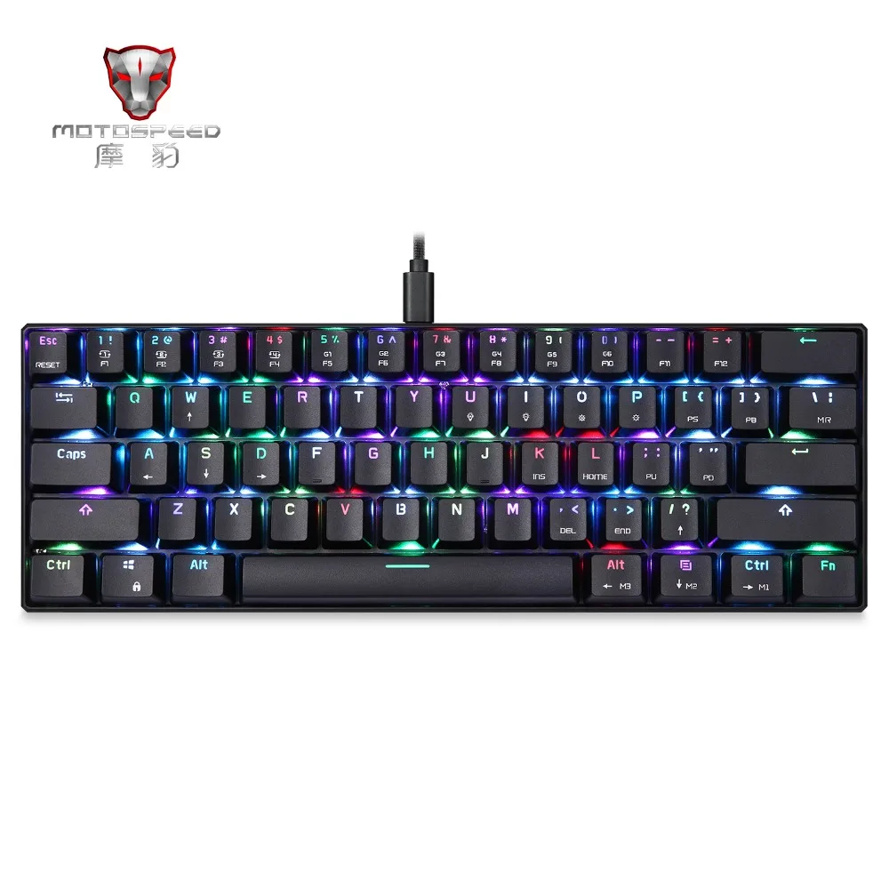 MOTOSPEED CK61 портативная механическая клавиатура 61 клавиша RGB подсветка пользовательское освещение с коробкой ось машина Разделение планшет Рабочий стол