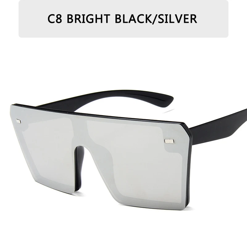 Большие градиентные Квадратные Солнцезащитные очки для мужчин и женщин с плоским верхом, модные цельные линзы, солнцезащитные очки для женщин, брендовые оттенков, зеркальные - Цвет линз: C8