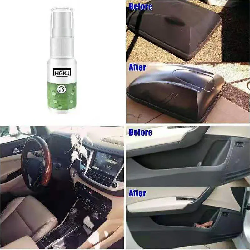 20 50ml HGKJ 3 Plastic Parts Refurbishing Agent Liquid Polishing Interior Leather Cleaner Maintenance Cleaning Agent
