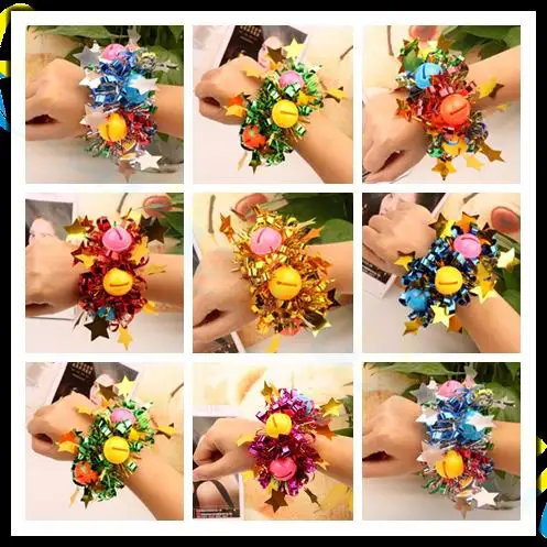 Kindergarten kid dance sequin hand flower adult bell wrist bracelet Children Festival activity Sports meeting Performance props Kindergarten kid dance sequin hand flower adult bell wrist bracelet Children Festival activity Sports meeting Performance props
