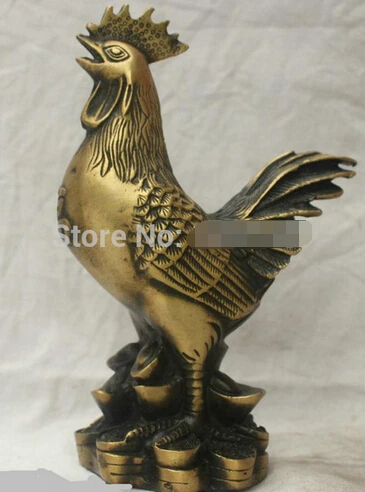 

0Chinese China Folk Culture Handmade Brass Bronze Statue Lucky chicken Sculpture