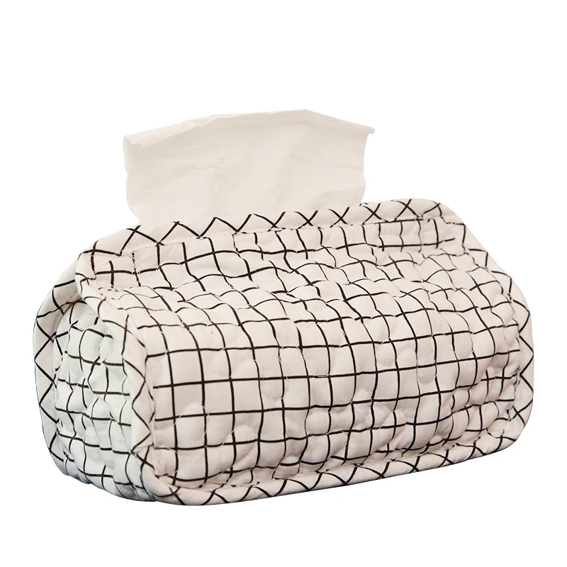 

2018 New Simple Grid Cotton Tissue Box Home Car Napkin Paper Cute Paper Towel Paper Container Case Home Decoration 5