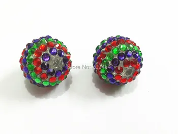 

Newest !! 20mm 100pcs/lot Red/Dark Purple/Green Striped Resin Rhinestone Ball Beads,Chunky Beads For Kids Jewelry Making