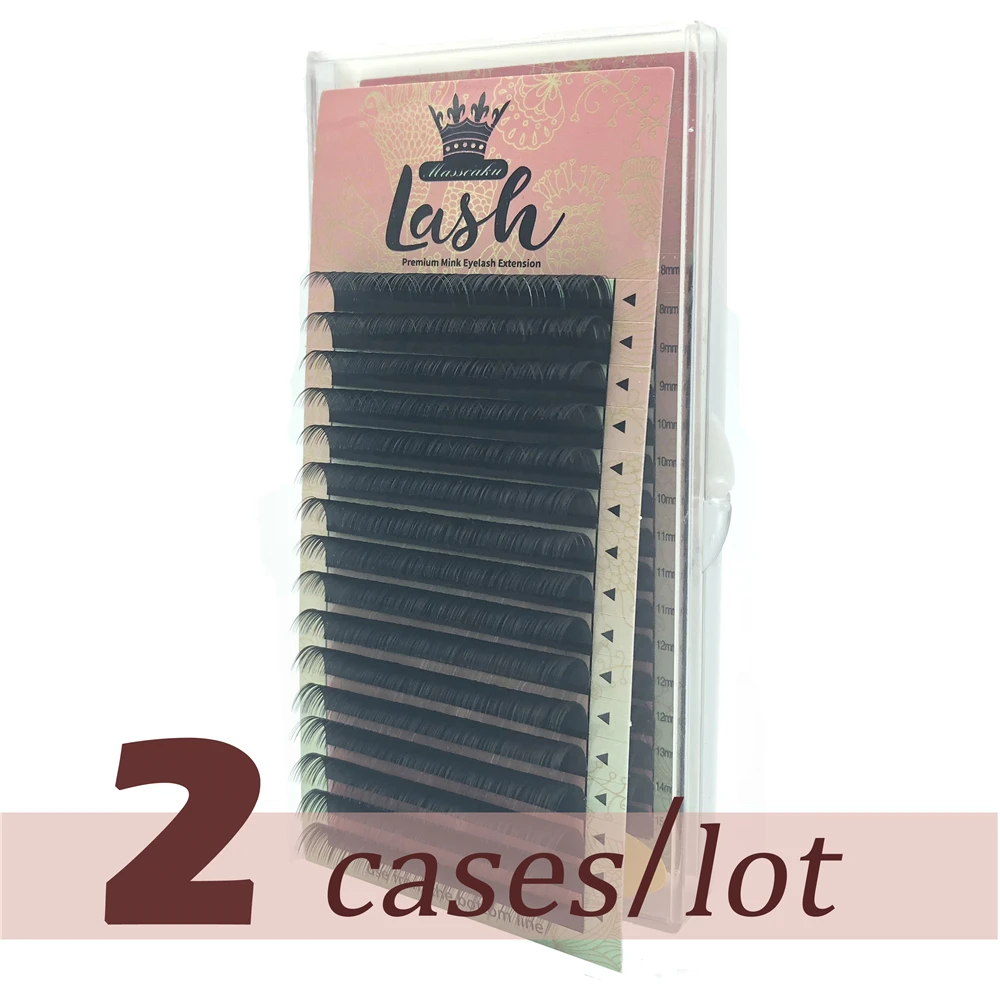 

Masscaku 2cases natural mink eyelash extension fake eyelashes individual all size hand-making premium lashes cilia black