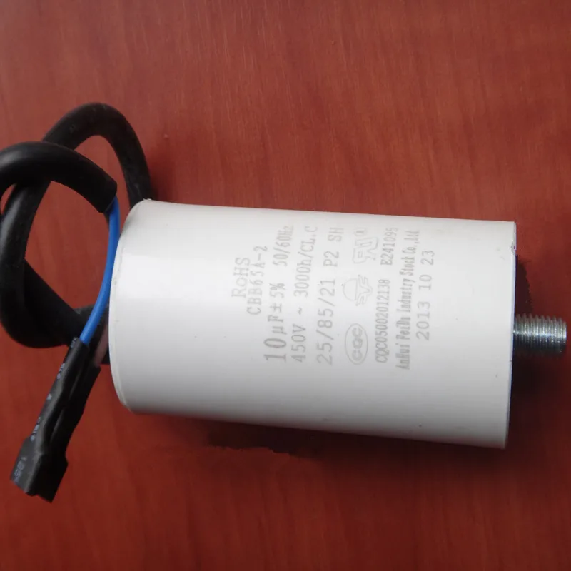 

Washing Machine Refrigerator Freezer CBB65A-2 Nonpolar AC 450V 10uF 5% Motor Running Capacitor White 40x85mm 8mm Thread