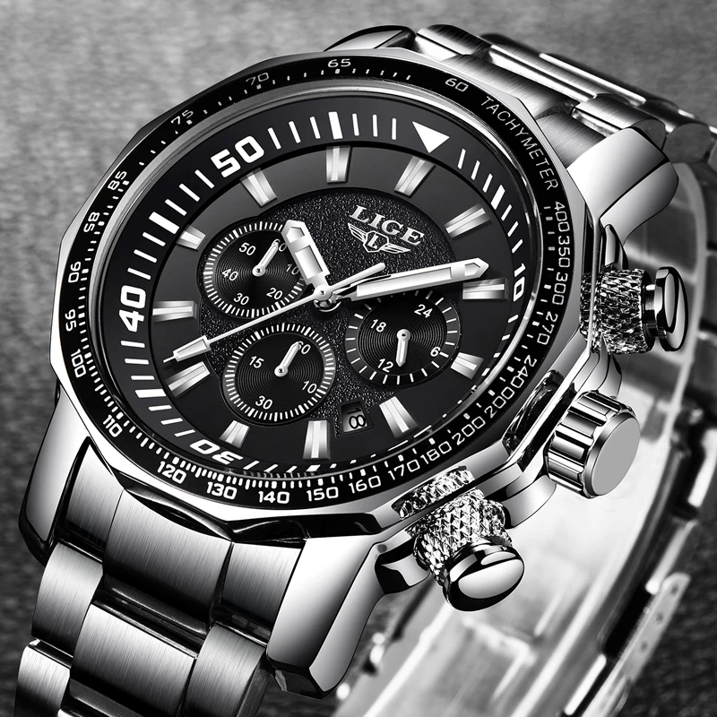 Relojes Hombre 2018 LIGE модные мужские часы Топ люксовый бренд 24 часа Дата Бизнес Кварцевые