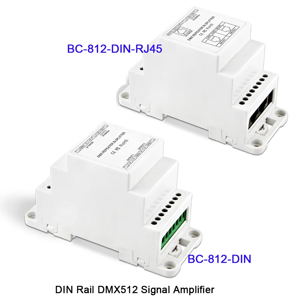 BC-812-DIN/BC-812-DIN-RJ45 DC12-24V din-рейку DMX512 усилитель сигнала Один входной канал, два выходных каналов led контроллер