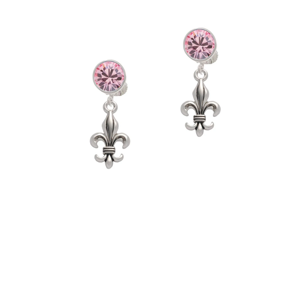 Medium Antiqued Fleur di Lis Crystal Clip On Earrings (3)