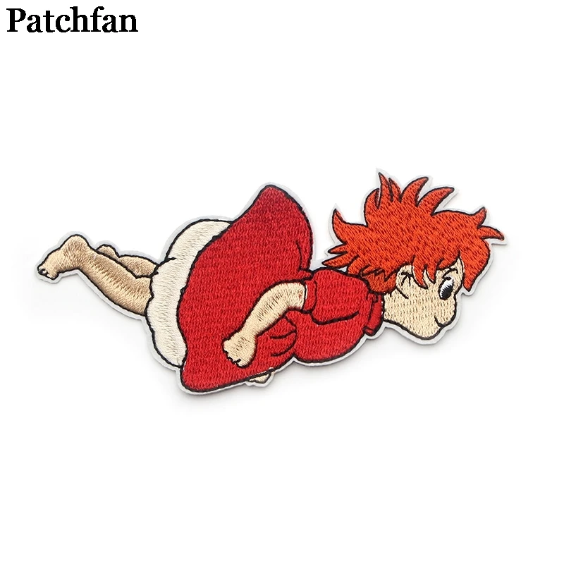 

20pcs/lot Patchfan Ponyo on the Cliff kids DIY embroideried patches sew iron on clothes backpack hat home stickers badge A2023