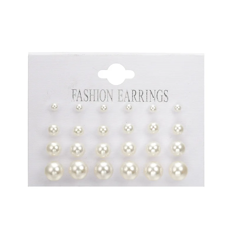 

Fashion Pearl Earrings 12 pair/set Women Round Earrings Pearl Earrings for Women Piercing Simulated Pearl Earrings