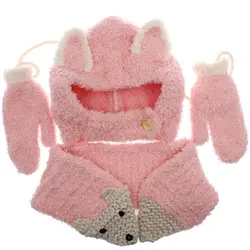 3 шт./лот детская шапка и шарф и перчатки для маленьких девочек Мальчик Hat зима теплая шапка для младенца осень Шапки для детей