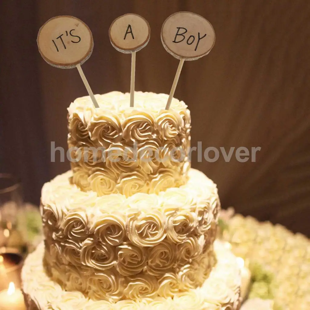 Wooden It S A Boy Shabby Chic Rustic Baby Shower Christening Cake