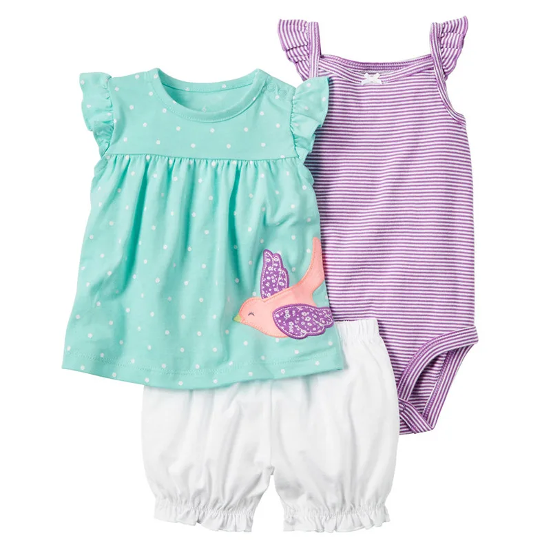 Комплект одежды из 3 предметов для маленьких девочек, коллекция года, Летний Детский боди для маленьких девочек+ топы+ шорты, мягкая хлопковая детская одежда Bebies - Цвет: 20