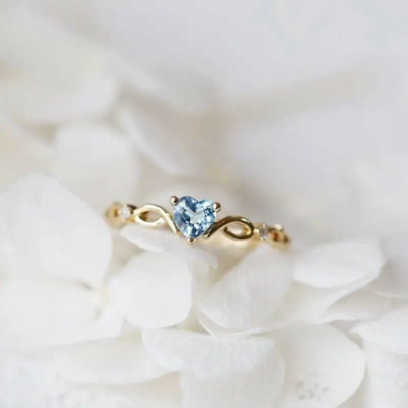 Женское и мужское обручальное кольцо с желтым золотым сердечком Sz6 10Jewelly