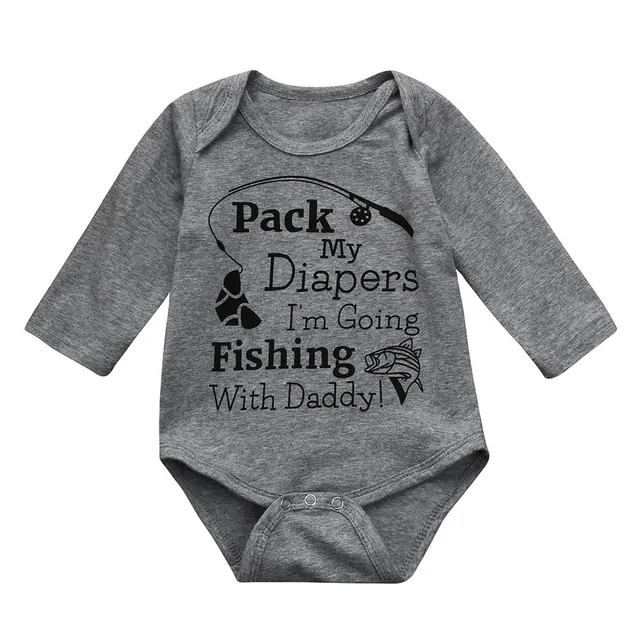Fishing Boy Bodysuit Newborn Toddler Infant Baby Boy Letter Long Sleeve