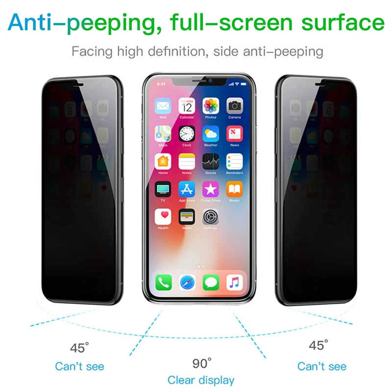 Антибликовое закаленное стекло для защиты экрана iPhone X XS XR 11 12 Pro MAX Mini 6 6s 7 8 Plus SE 2020