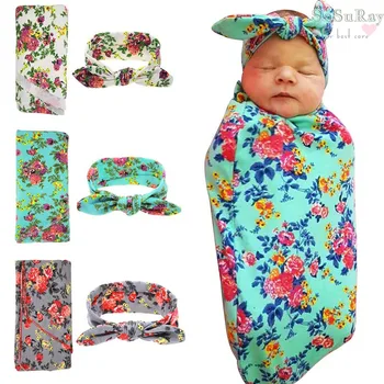 

New Baby Swaddle for Spring Autumn Baby Receiving Blanket Swaddle Wrap for Newborn with Baby Headband