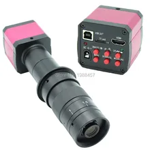 14MP HD HDMI 720 P USB Industria Digital Video Microscopio de Inspección Conjunto de cámara TF Tarjeta Grabadora de Vídeo + C-MOUNT 180X Zoom lente