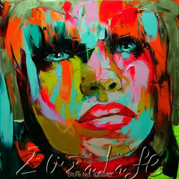 

Palette knife portrait Face Oil painting christmas figure canva Hand painted Francoise Nielly wall Art picture220