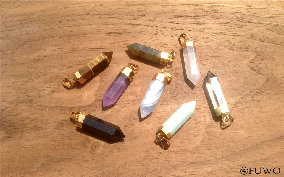 Natural Semi-precious Stones Long Point Pendant 10
