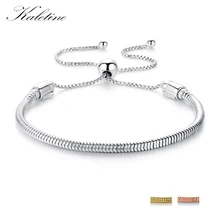 Браслеты из серебра 925 пробы KALETINE для женщин, очаровательный Теннисный браслет, браслеты для мужчин, сделай сам, ювелирное изделие, подходит для бусин, регулируемая цепочка в виде змеи
