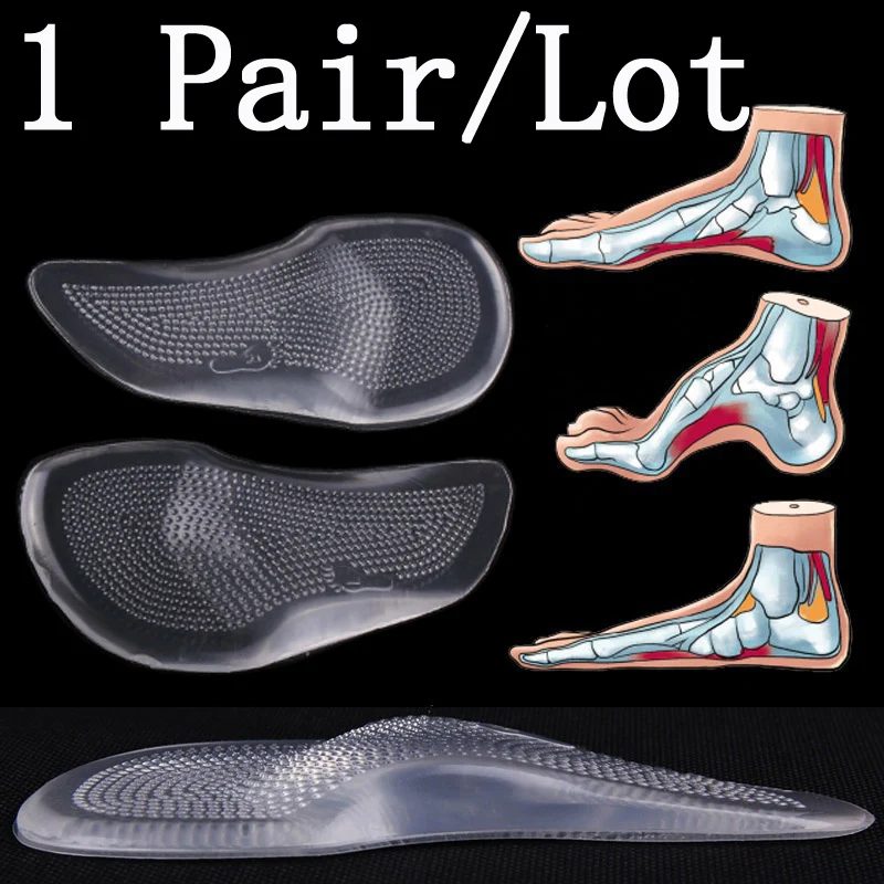 Adomaner Gel Arch Orthotics Mat 3/4 Arch Support Pad Flat Feet Flatfoot