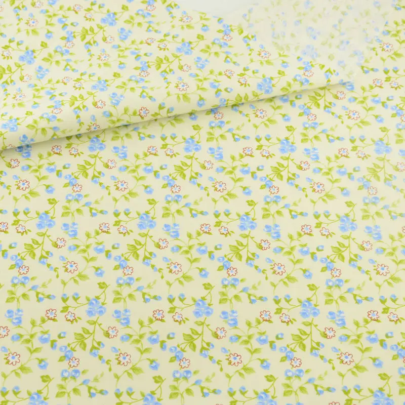 Blue Flowers and Green Leaves Design Fat Quarter Curtain New Arrivals Tecido Tissue Crafts 100% Cotton Fabric Bedding Quilting | Дом и сад