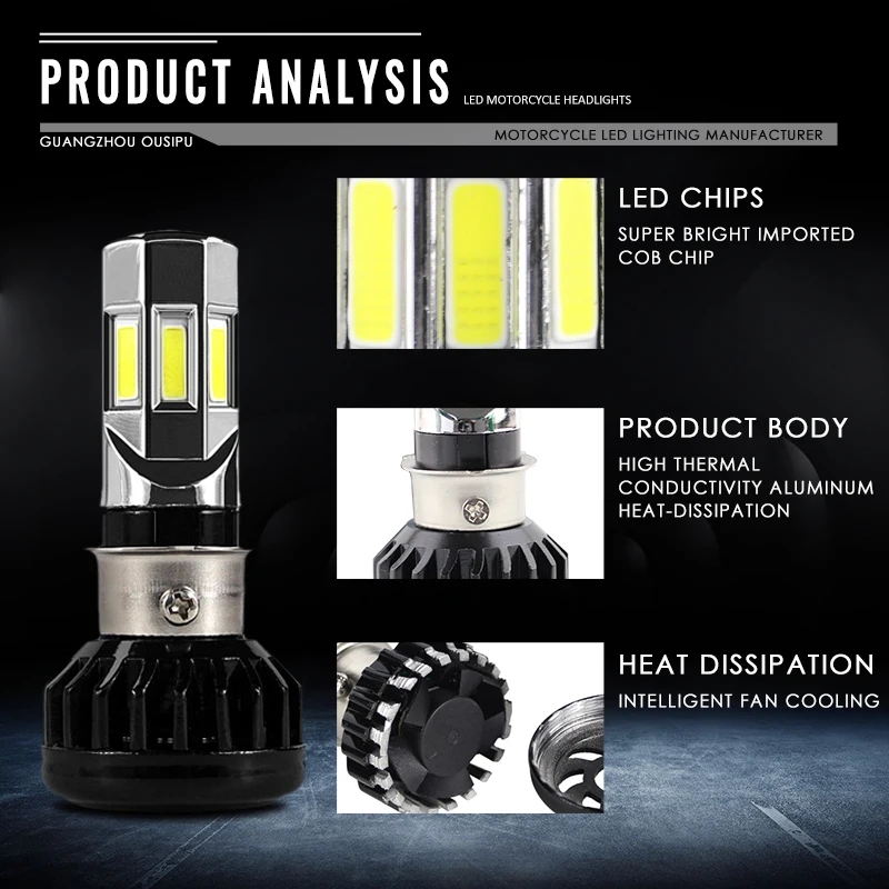 Rtd AC& DC Универсальный тип светодиодный фонарь для мотоцикла M02E H4 HS1 BA20D P15D H6 3500LM 35 Вт для всех мотоциклов 6COB 6000K