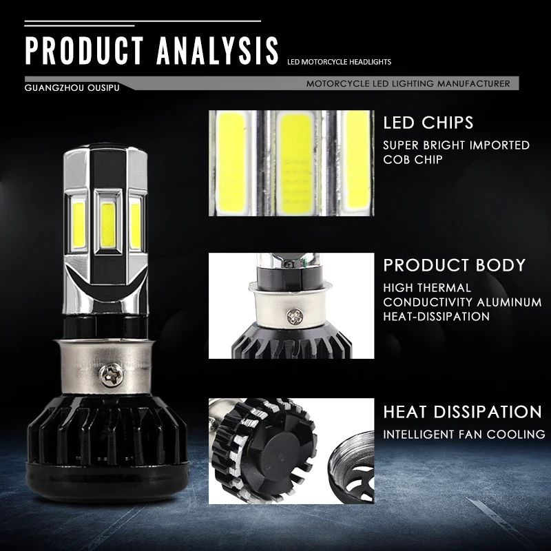 Todos os Motorbike Led para Motocicleta tipo Universal Lâmpada M02e h4 Hs1 Ba20d P15d h6 3500lm 35w 6cob 6000k Rtd ac & dc 10 motocicleta, tipo universal, m02e, h4, hs1 ba20d,