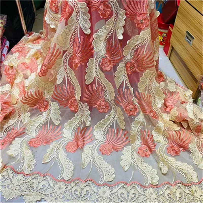 

French embroidered Guipure Lace Fabric 2019 High Quality African Water Soluble Lace Fabric For Wedding dress