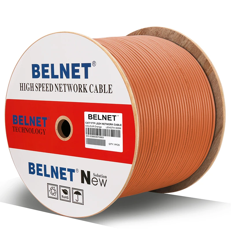 Сетевой Ethernet Кабель BELNET Cat7 RJ45 SFTP 23AWG медный LSZH 550 мгц 305 Мбит/с кабель локальной