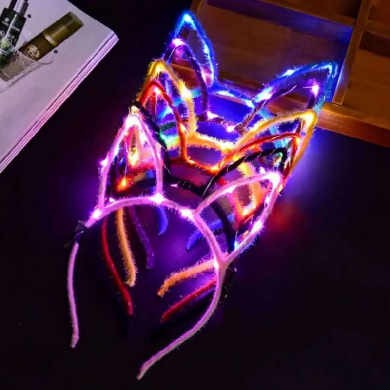 

Party Festival Cat Ears LED Headbands Light Flashing Blinking Party Glow Wear Hair Accessories Christmas Halloween navidad Y