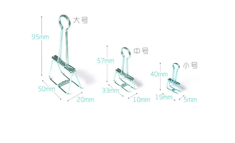 1 шт. милые металлические зажимы для переплета, маленькие прищепки для фото, офисные закладки, кавайные канцелярские принадлежности, 8 цветов, размеры s, m, l